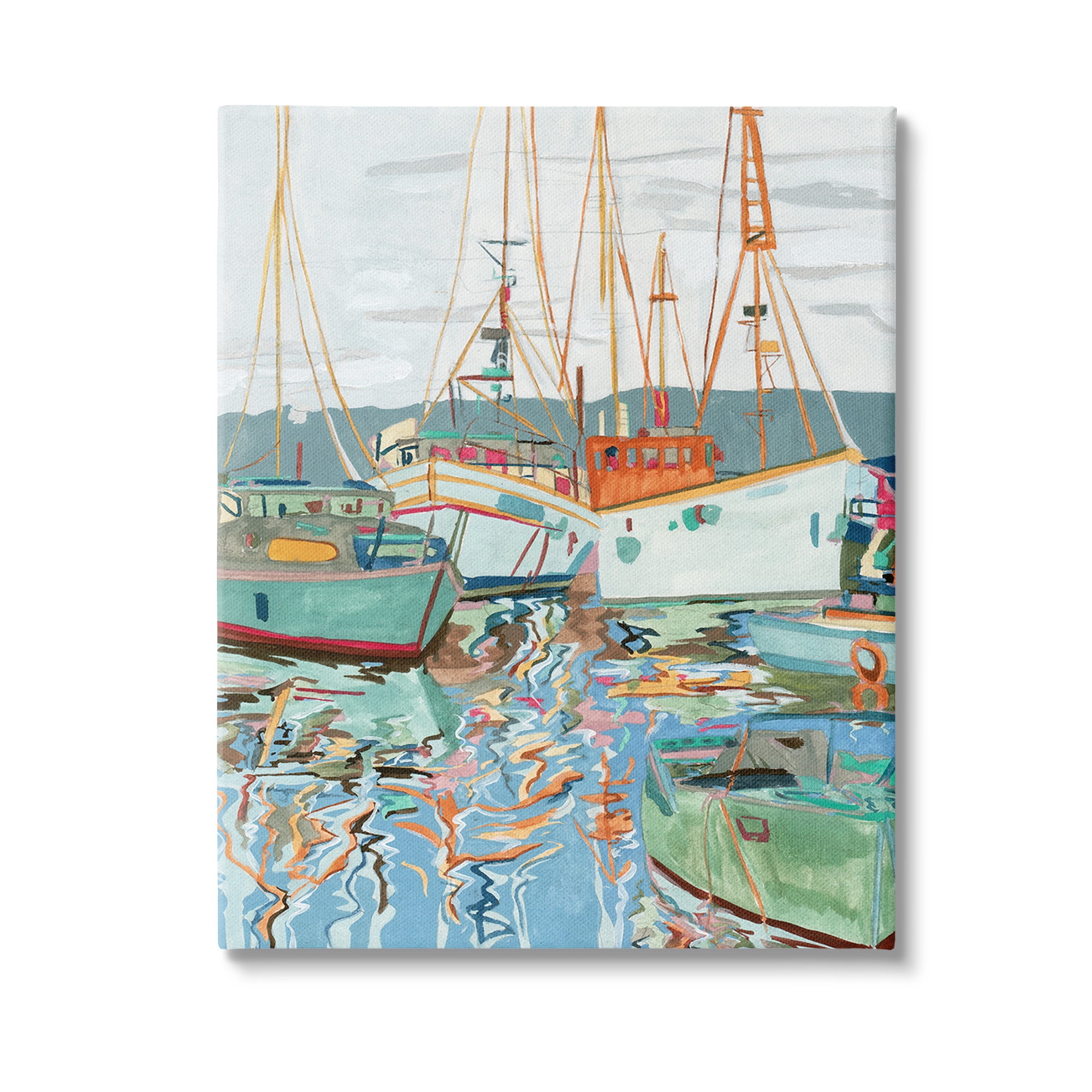 Stupell Industries Modern Boating Harbor Transportation Painting Gallery Wrapped Canvas Art Print Wall Art, 16 x 20