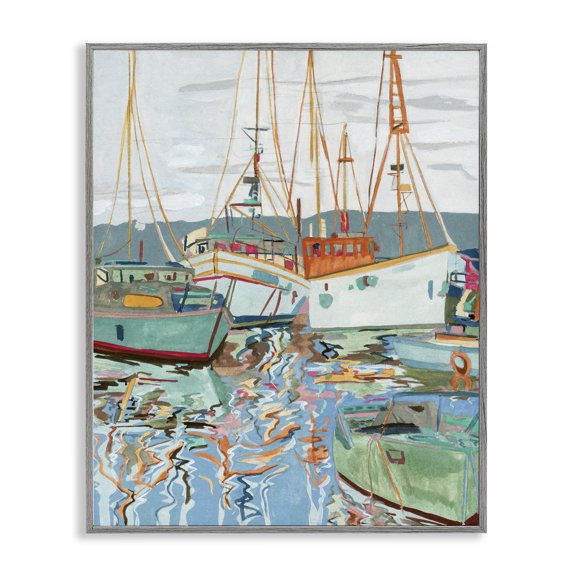 Stupell Industries Bohemian Modern Boating Harbor Gray Framed Giclee Art, 11 x 14, by Melissa Wang