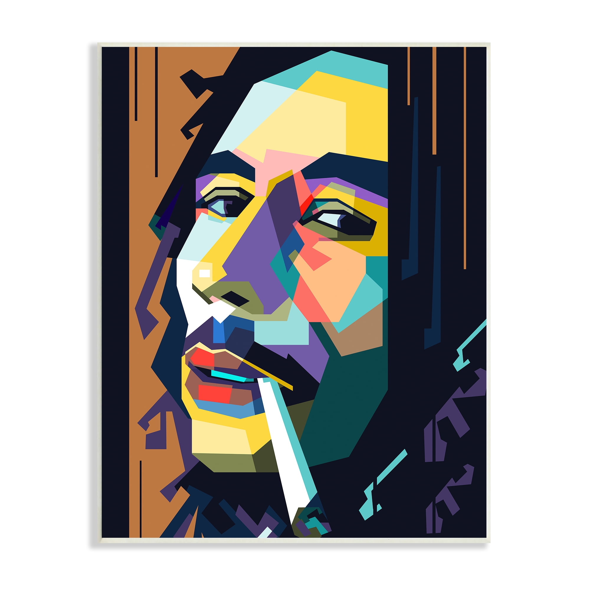Stupell Industries Modern Bob Marley Portrait Abstract Geometric Pattern, 13 x 19, Design by Birch&Ink