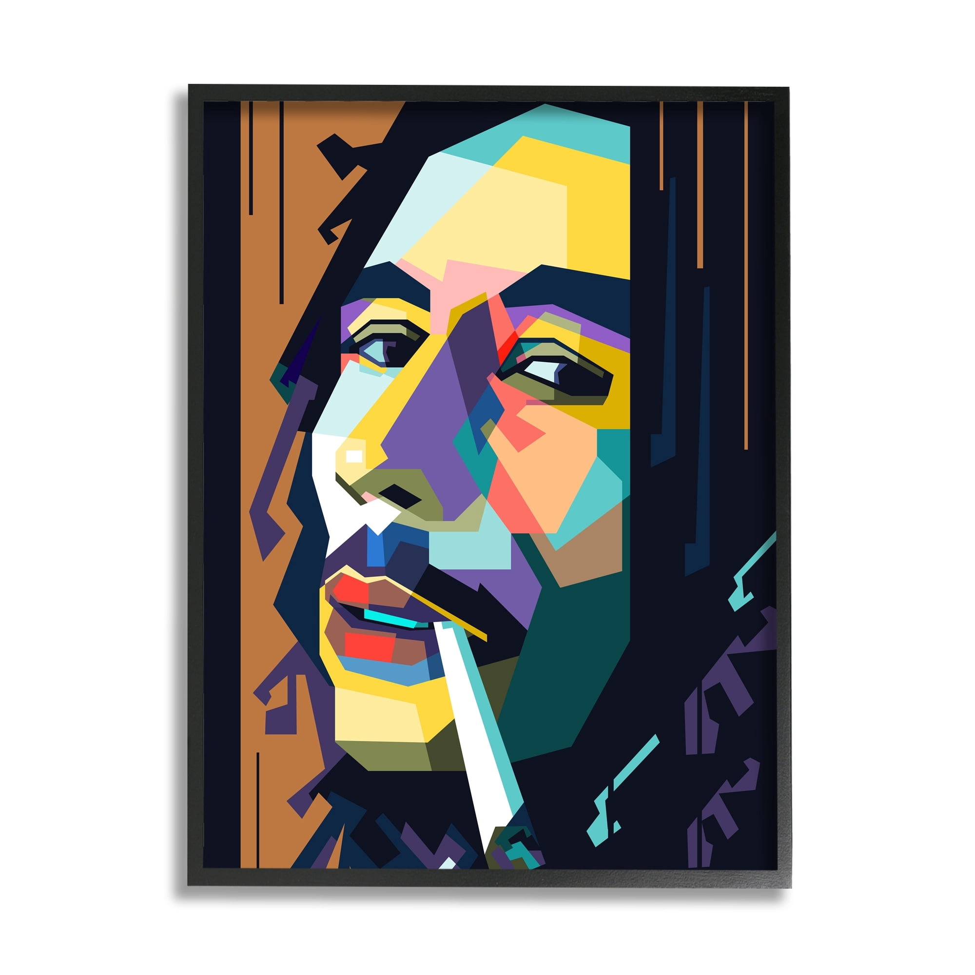 Stupell Industries Modern Bob Marley Portrait Abstract Geometric Pattern, 24 x 30, Design by Birch&Ink
