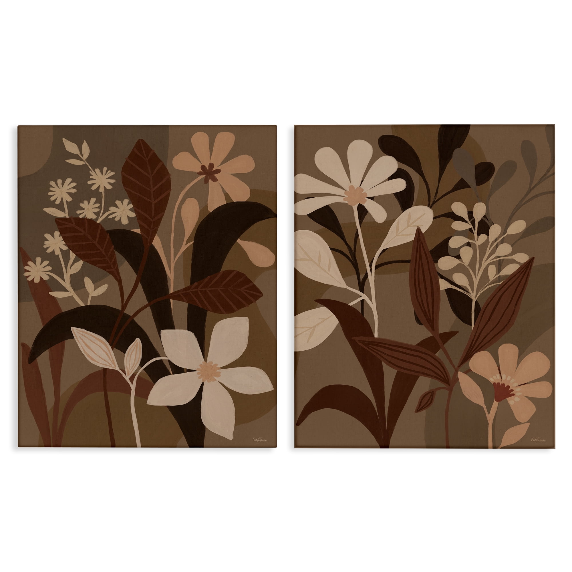Stupell Industries Modern Boho Flower Bundle Floral & Botanical Painting Wrapped Canvas Art Print Wall Art, 16 x 20, Set of 2