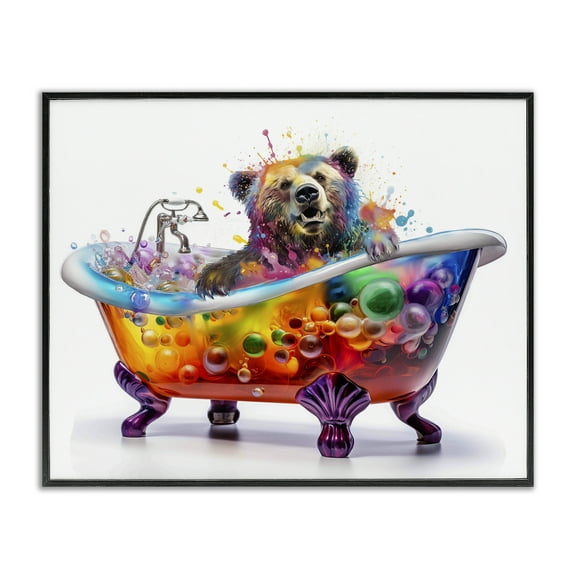 Stupell Industries Modern Bold Bubble Bath Typography Painting Black Framed Art Print Wall Art, 14 x 11