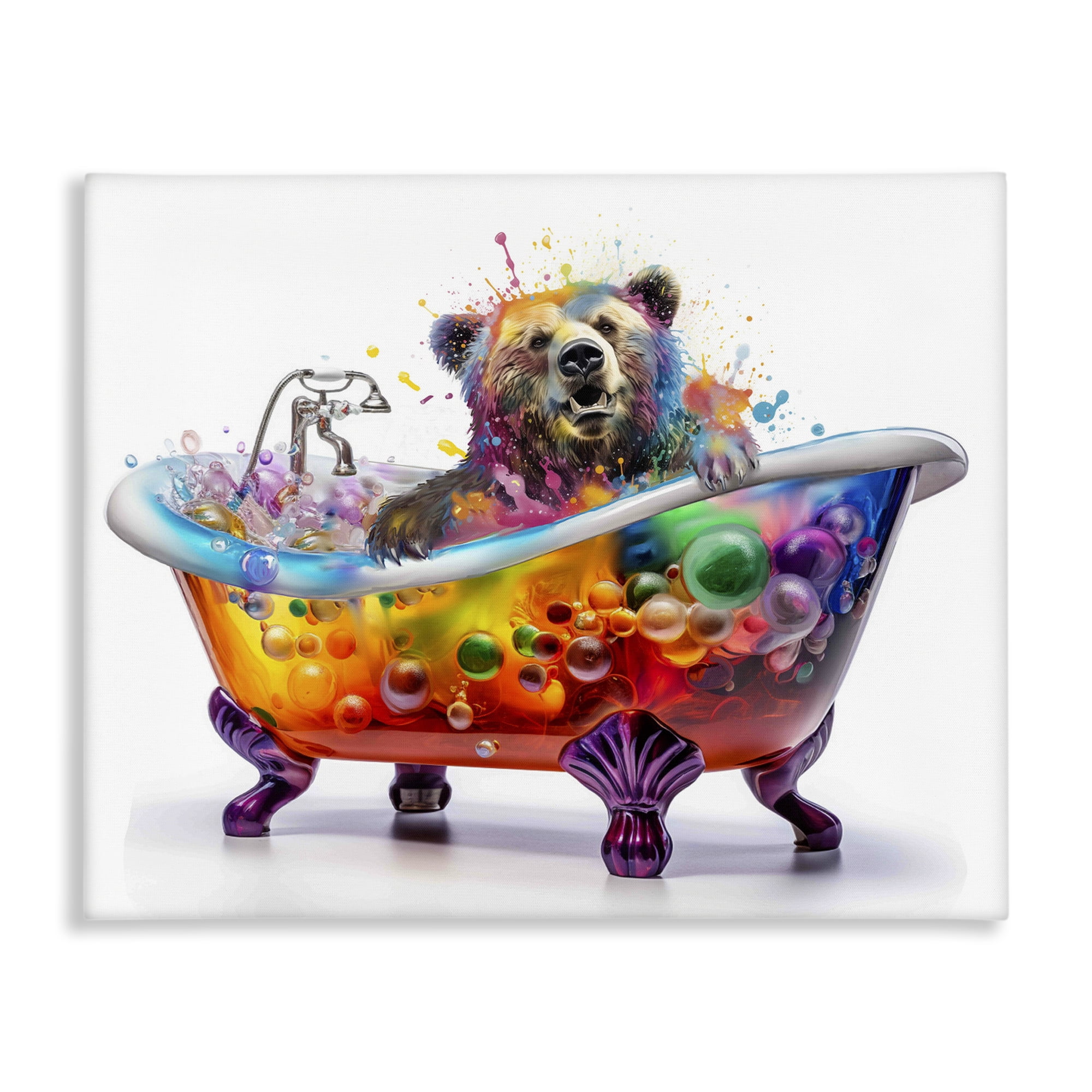 Stupell Industries Modern Bold Bubble Bath Typography Painting Gallery Wrapped Canvas Art Print Wall Art, 40 x 30