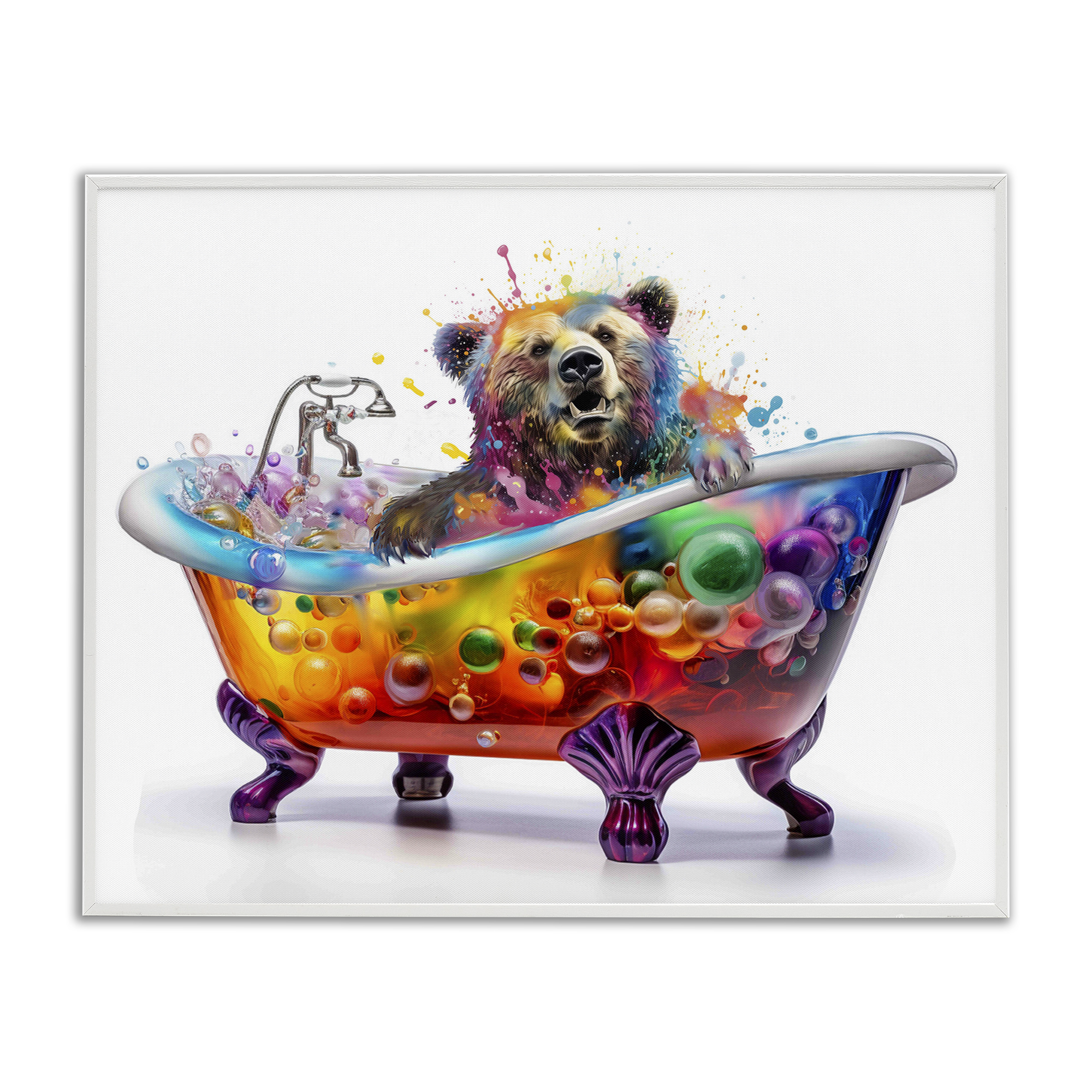 Stupell Industries Modern Bold Bubble Bath Typography Painting White Framed Art Print Wall Art, 14 x 11