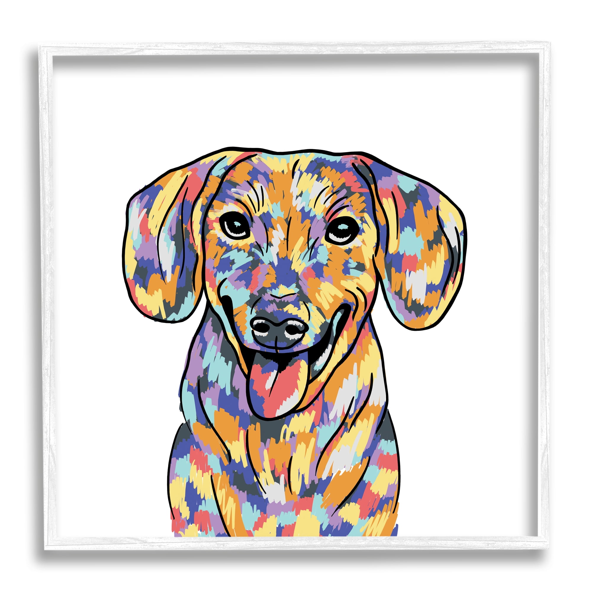 Stupell Industries Modern Bold Dog Portrait Animals & Insects Painting White Framed Art Print Wall Art, 12 x 12