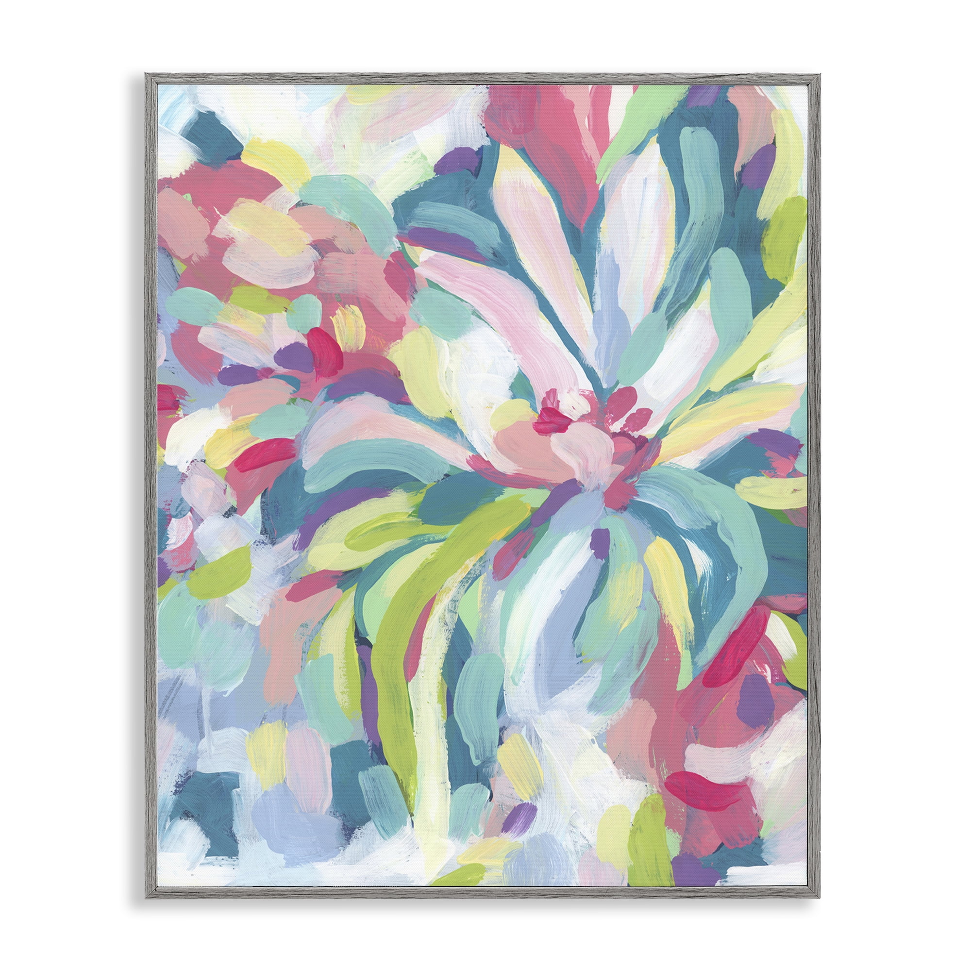 Stupell Industries Modern Bold Flower Strokes Abstract Painting Gray Framed Art Print Wall Art, 16 x 20