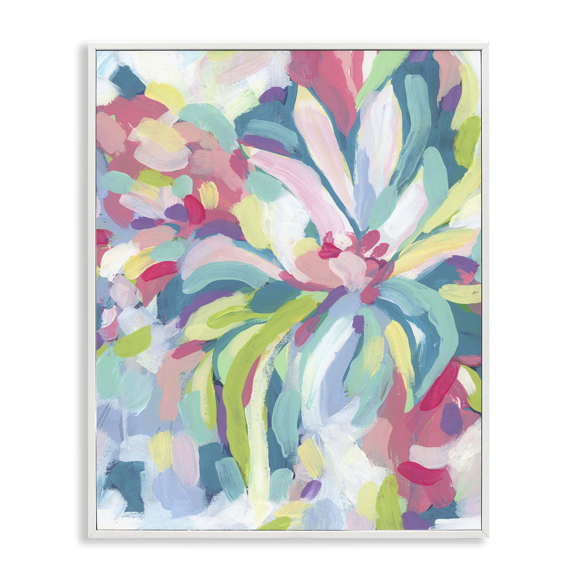 Stupell Industries Modern Bold Flower Strokes Abstract Painting White Framed Art Print Wall Art, 24 x 30