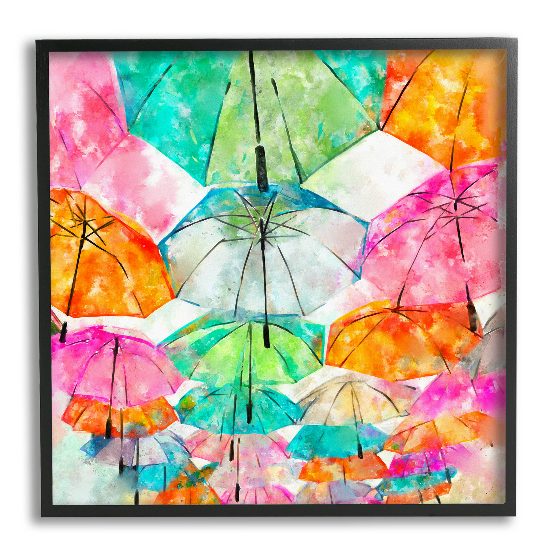 Stupell Industries Modern Bold Varied Umbrellas Graphic Art Black Framed Art Print Wall Art, Design by Ziwei Li