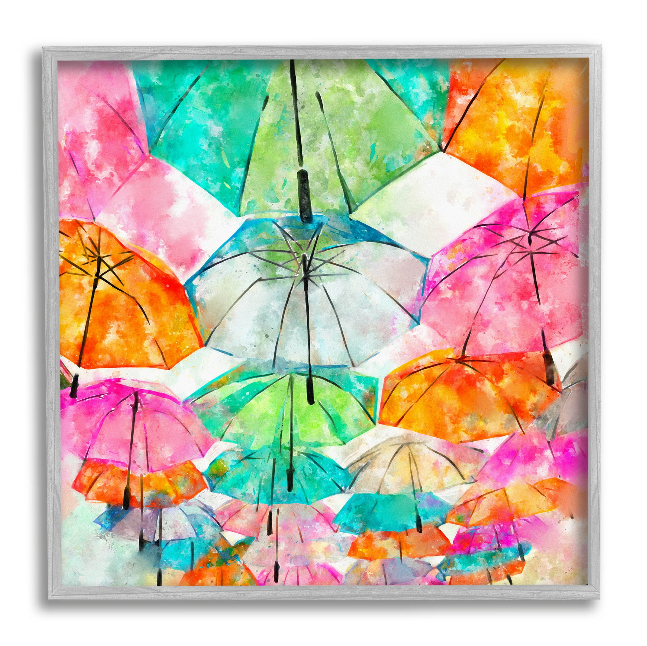 Stupell Industries Modern Bold Varied Umbrellas Graphic Art Gray Framed Art Print Wall Art, Design by Ziwei Li