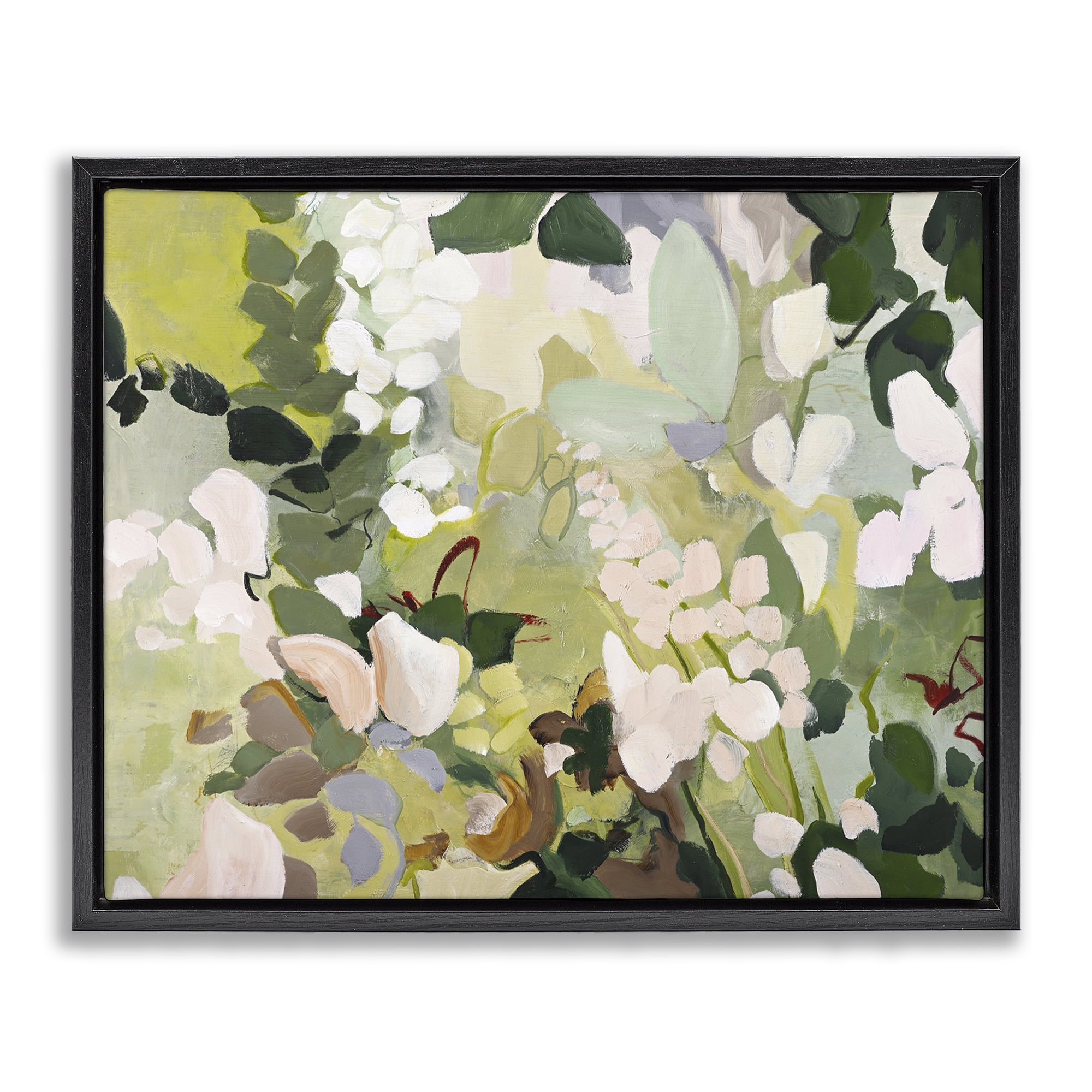Stupell Industries Modern Botanical Impressions Plants & Flowers Painting Black Floater Framed Canvas Art Print Wall Art, 21 x 17