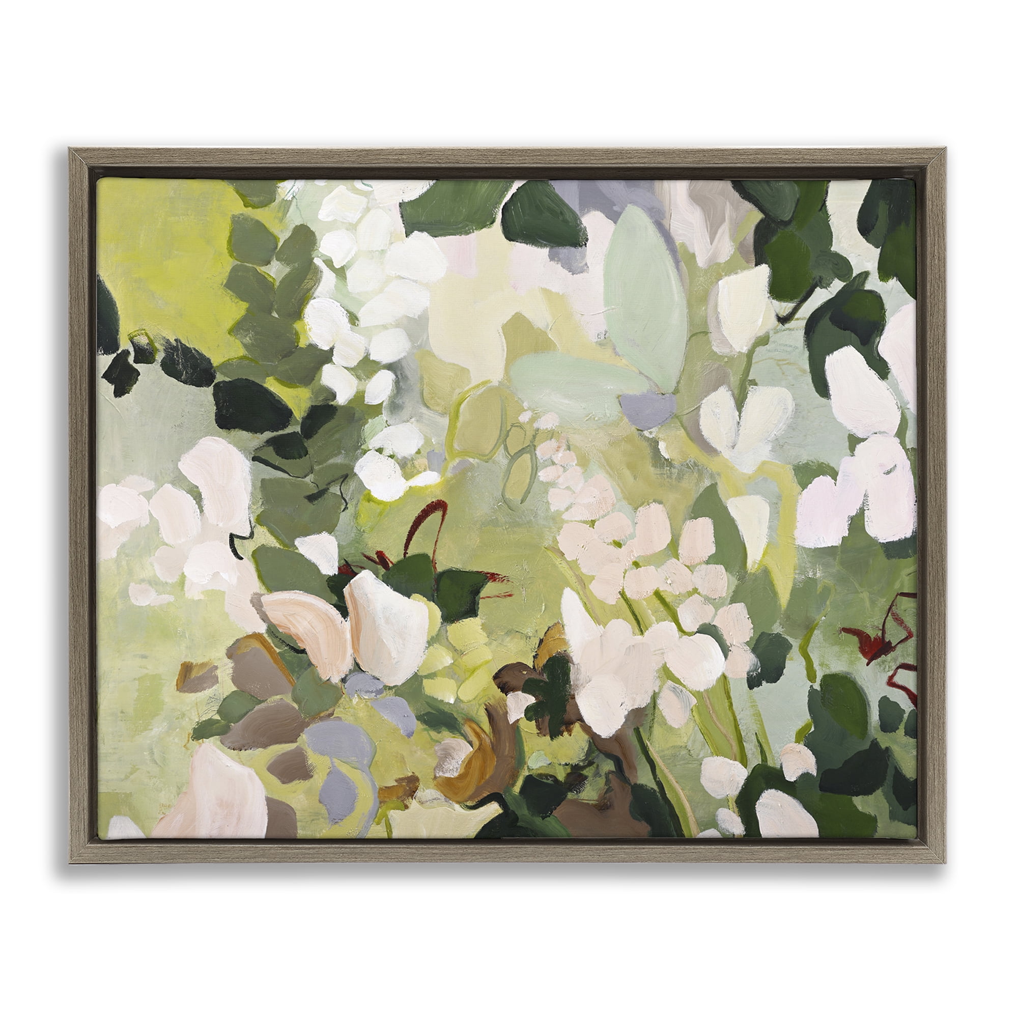 Stupell Industries Modern Botanical Impressions Plants & Flowers Painting Brown Floater Framed Canvas Art Print Wall Art, 21 x 17