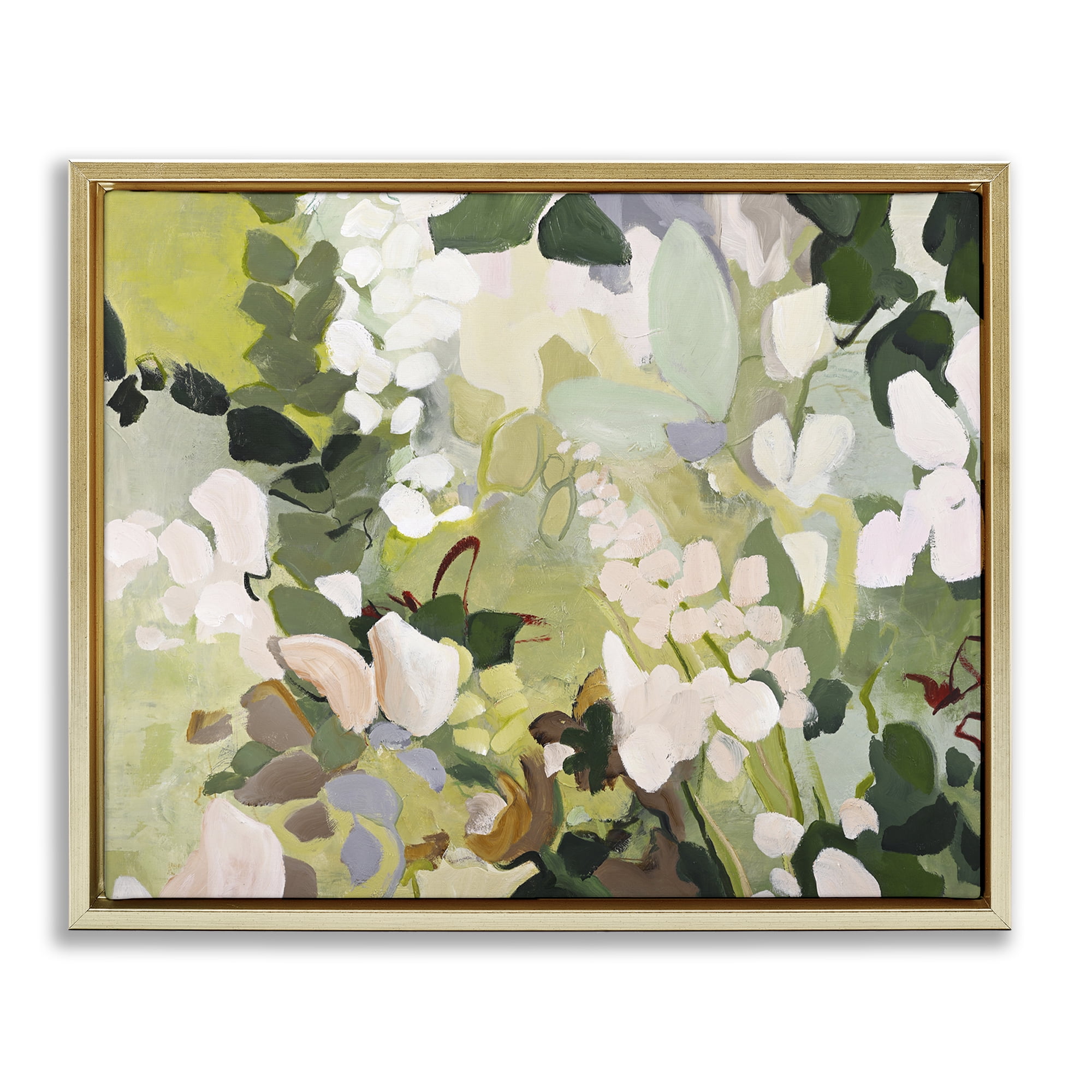 Stupell Industries Modern Botanical Impressions Plants & Flowers Painting Gold Floater Framed Canvas Art Print Wall Art, 21 x 17
