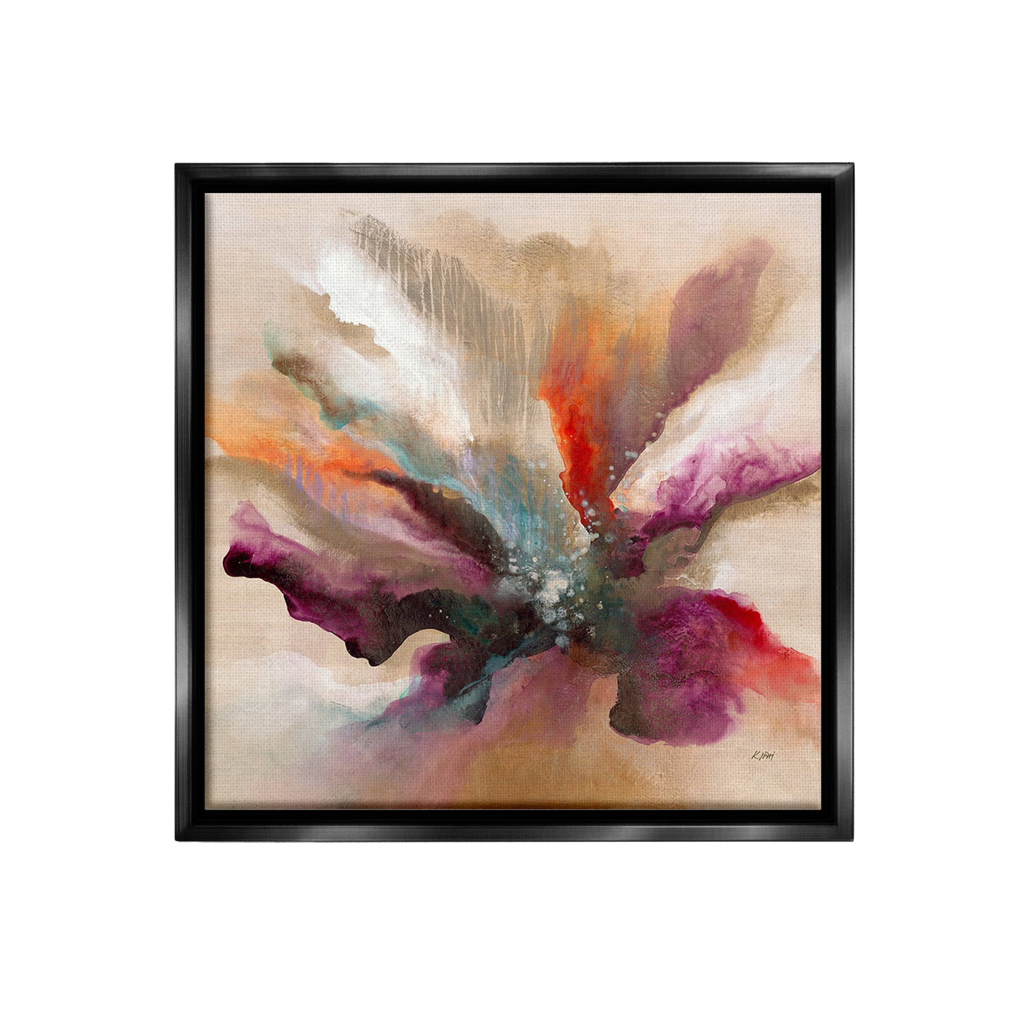 Stupell Industries Modern Botanical Leaves Botanical & Floral Painting Black Floater Framed Canvas Art Print Wall Art, 25 x 25