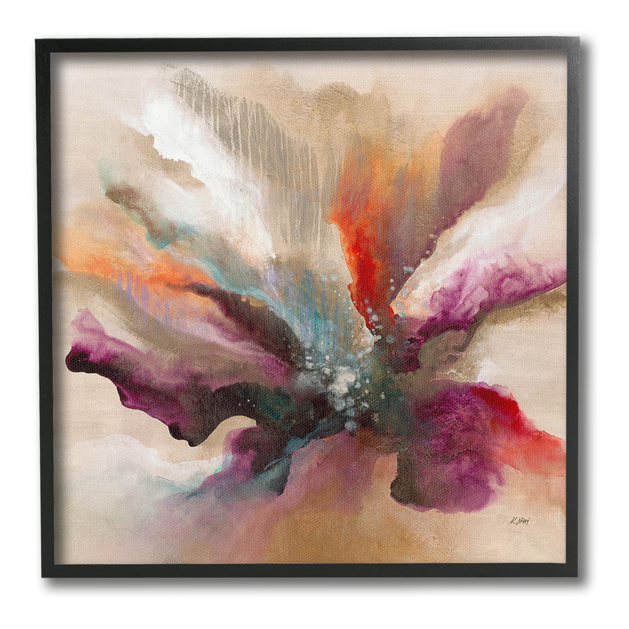 Stupell Industries Modern Botanical Leaves Botanical & Floral Painting Black Framed Art Print Wall Art, 17 x 17