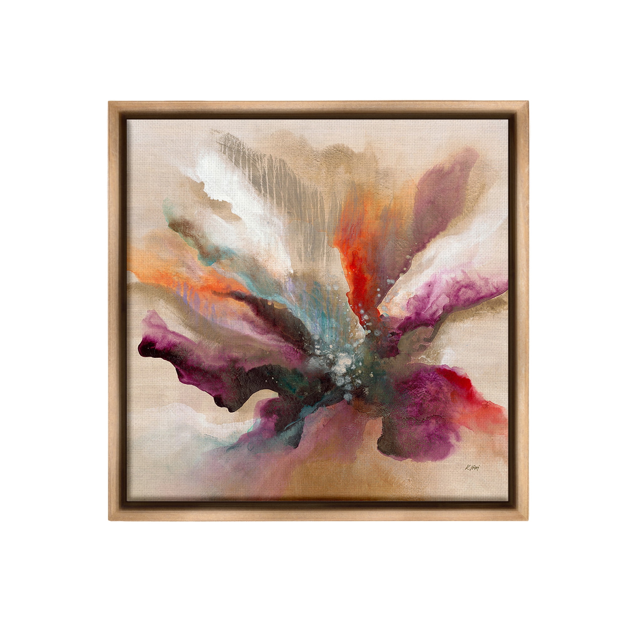 Stupell Industries Modern Botanical Leaves Botanical & Floral Painting Brown Floater Framed Canvas Art Print Wall Art, 18 x 18