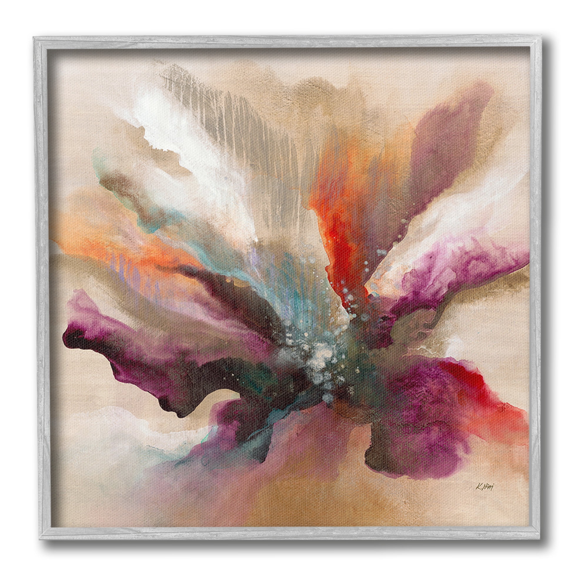 Stupell Industries Modern Botanical Leaves Botanical & Floral Painting Gray Framed Art Print Wall Art, 12 x 12