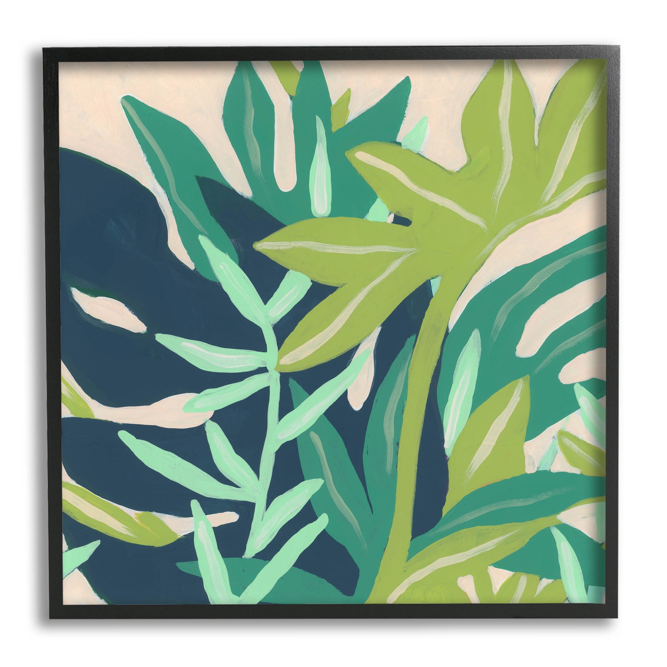 Stupell Industries Modern Botanical Plant Leaves Painting Black Framed Art Print Wall Art, Design by June Erica Vess