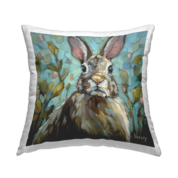 Stupell Industries Modern Botanical Rabbit Portrait Printed Throw Pillow Design by Andrea Lavery