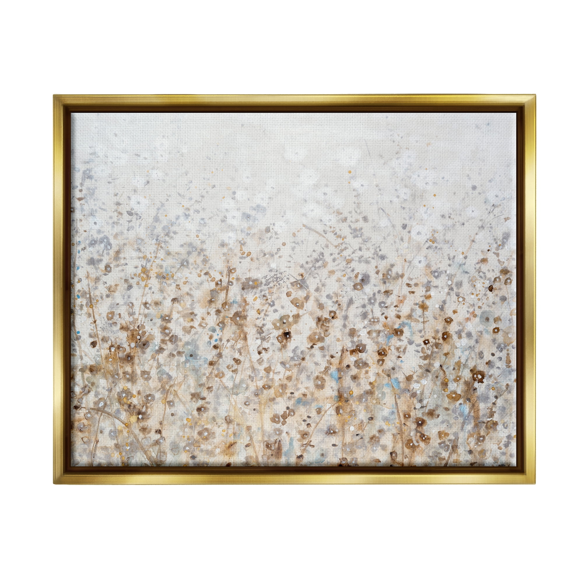Stupell Industries Modern Botanical Scenery Abstract Painting Gold Floater Framed Canvas Art Print Wall Art, 21 x 17