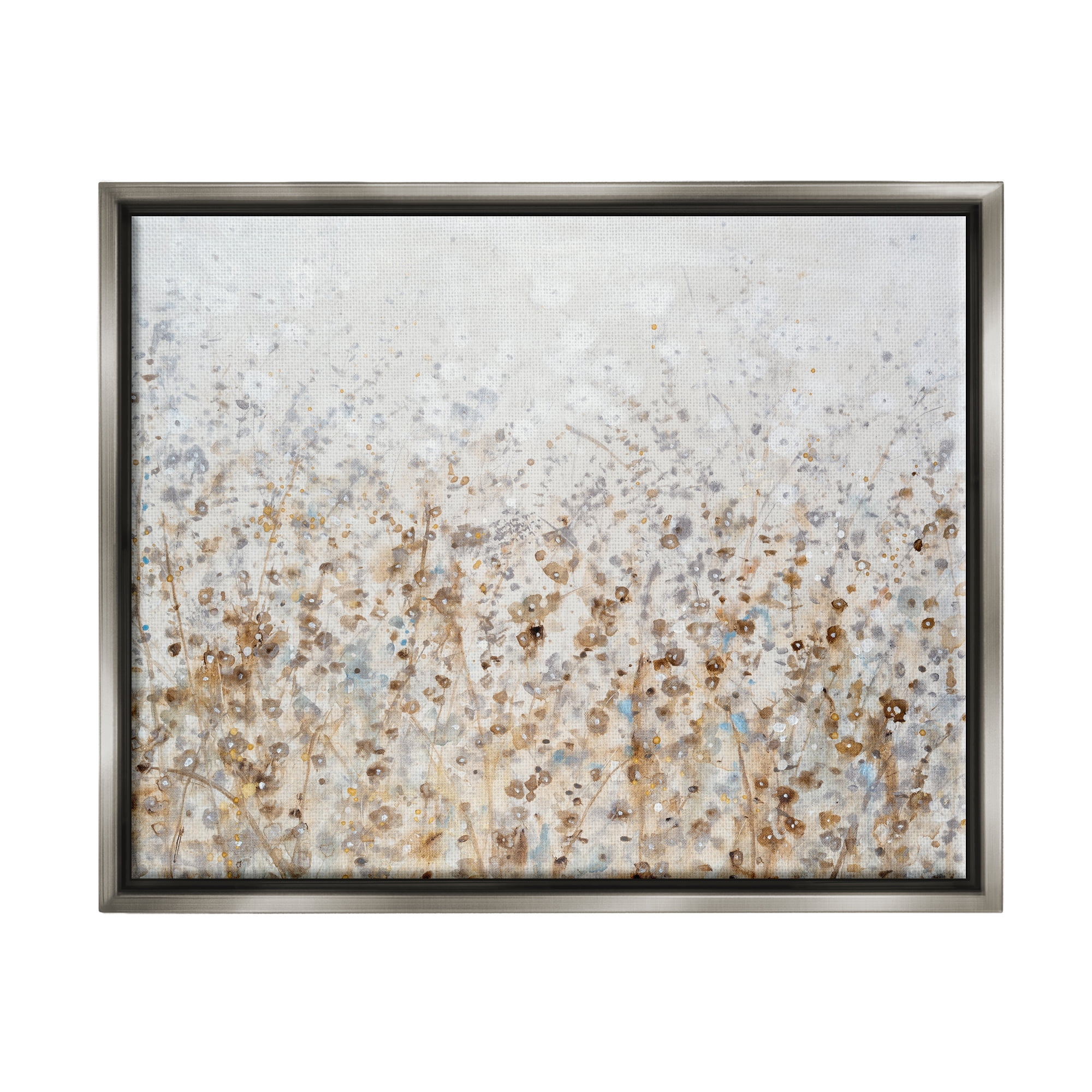 Stupell Industries Modern Botanical Scenery Abstract Painting Gray Floater Framed Canvas Art Print Wall Art, 21 x 17