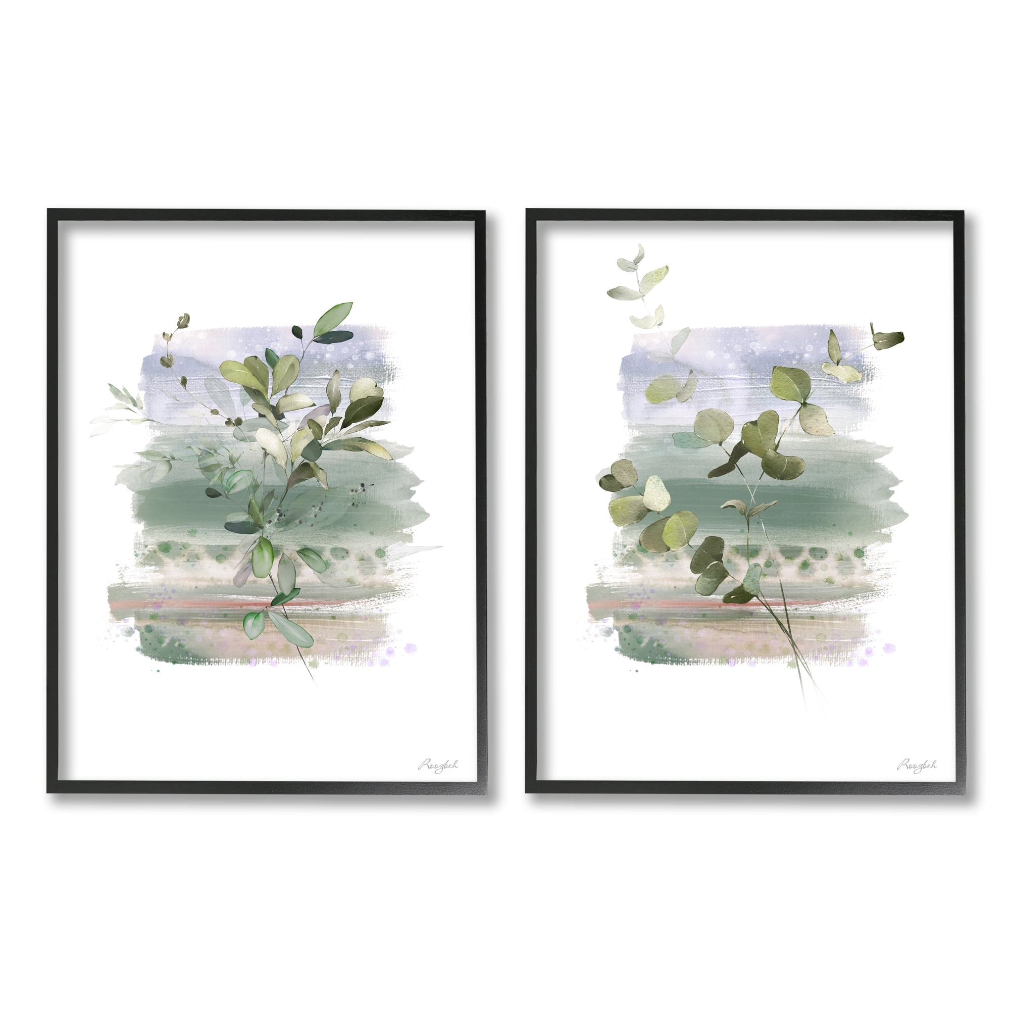 Stupell Industries Modern Botanical Sprigs Botanical & Floral Painting Black Framed Art Print Wall Art, 16 x 20