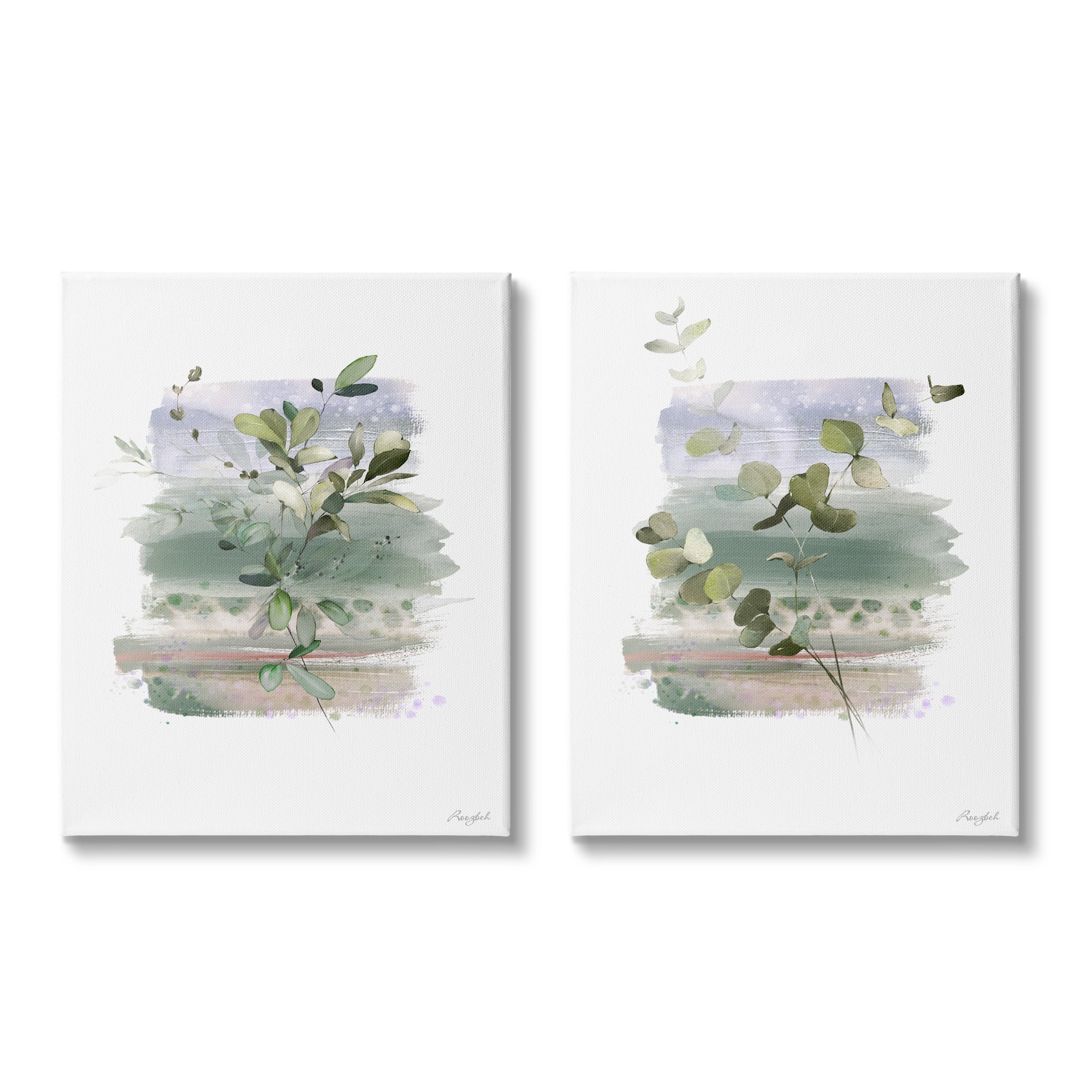 Stupell Industries Modern Botanical Sprigs Botanical & Floral Painting Gallery Wrapped Canvas Art Print Wall Art, 16 x 20, Set of 2
