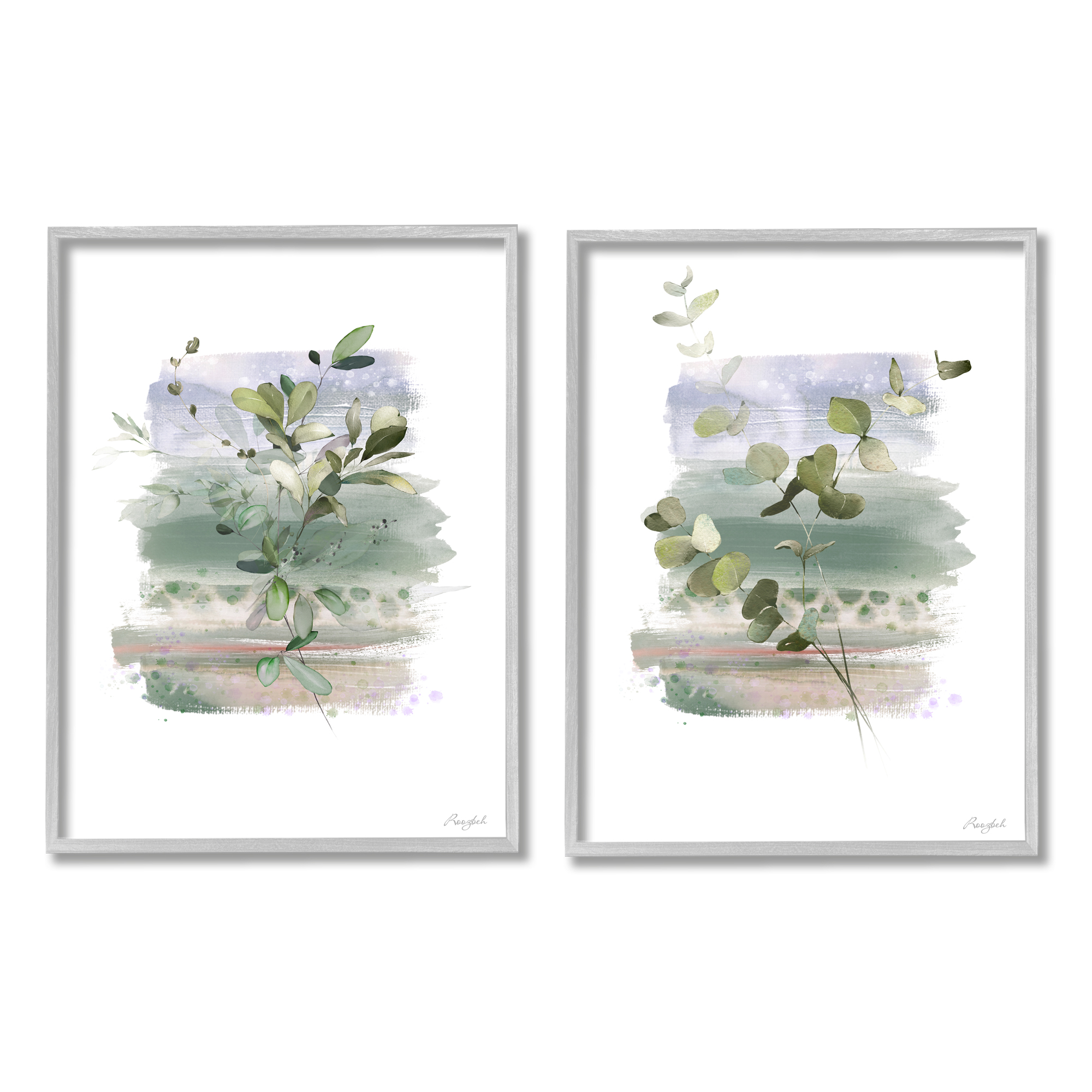 Stupell Industries Modern Botanical Sprigs Botanical & Floral Painting Gray Framed Art Print Wall Art, 11 x 14