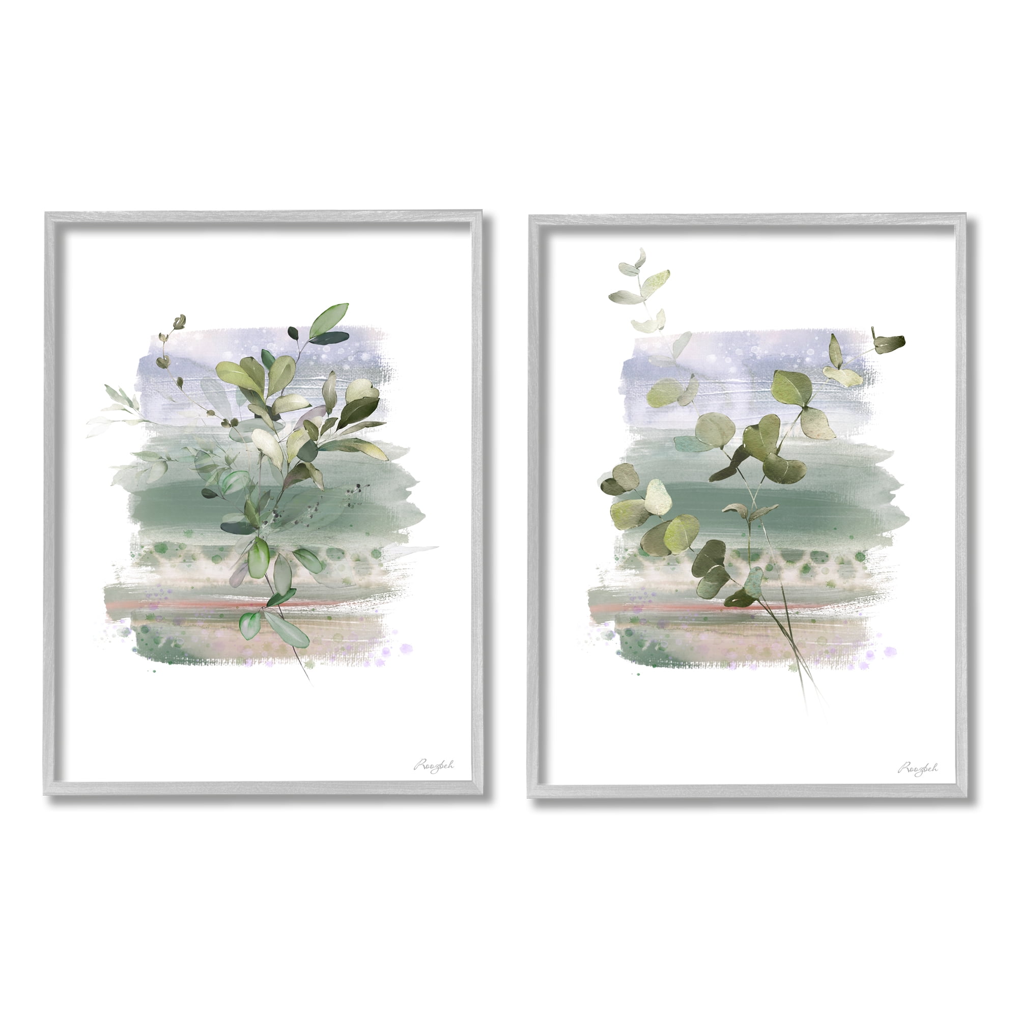 Stupell Industries Modern Botanical Sprigs Botanical & Floral Painting Gray Framed Art Print Wall Art, 24 x 30