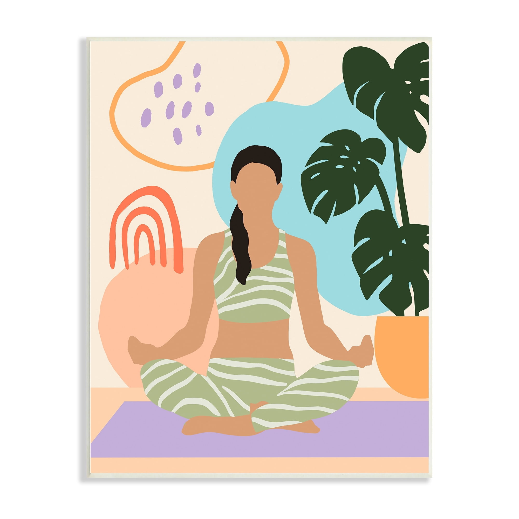 Stupell Industries Modern Botanical Yoga Exercise Person Meditation , 10 x 15, Design by Annie Warren