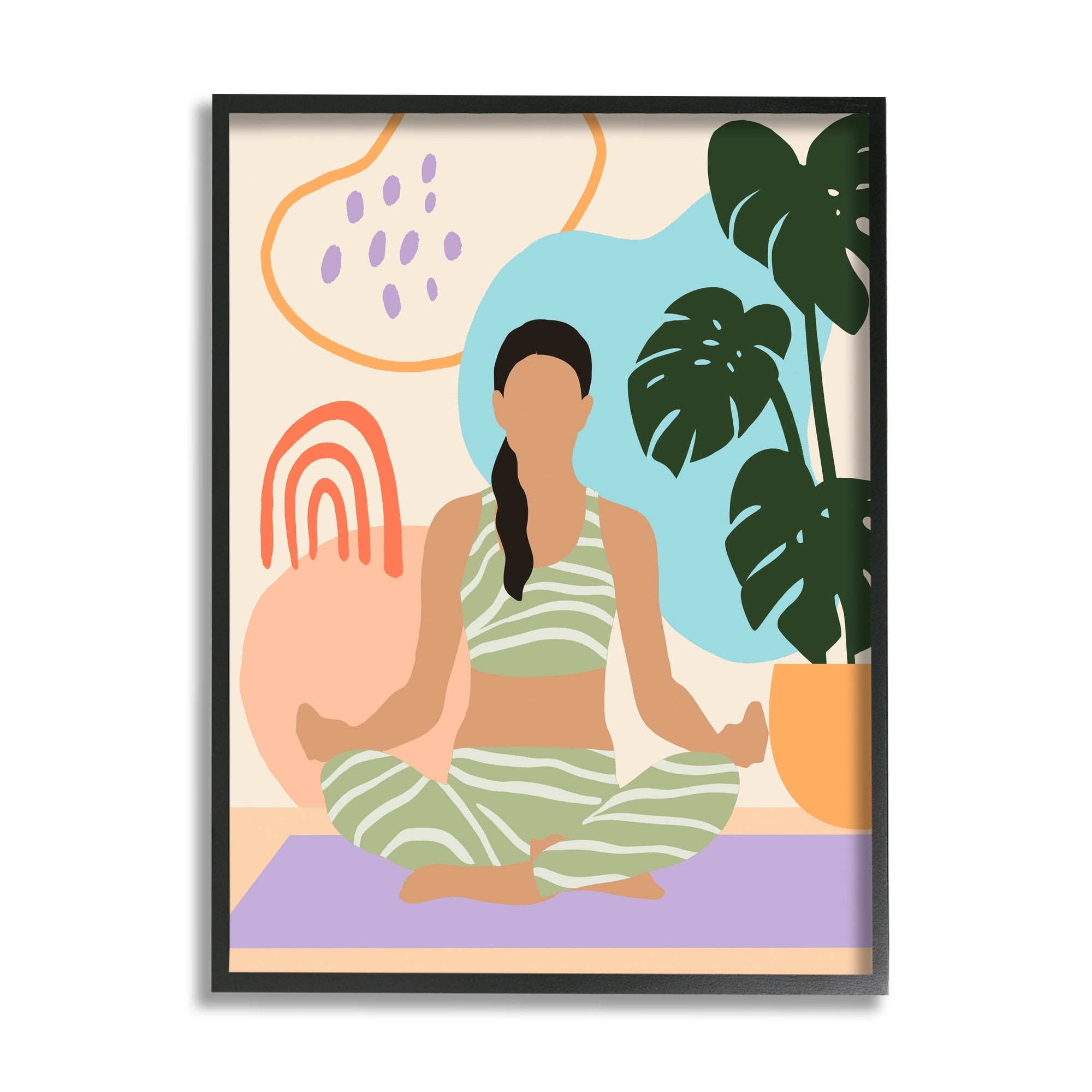 Stupell Industries Modern Botanical Yoga Exercise Person Meditation , 11 x 14, Design by Annie Warren