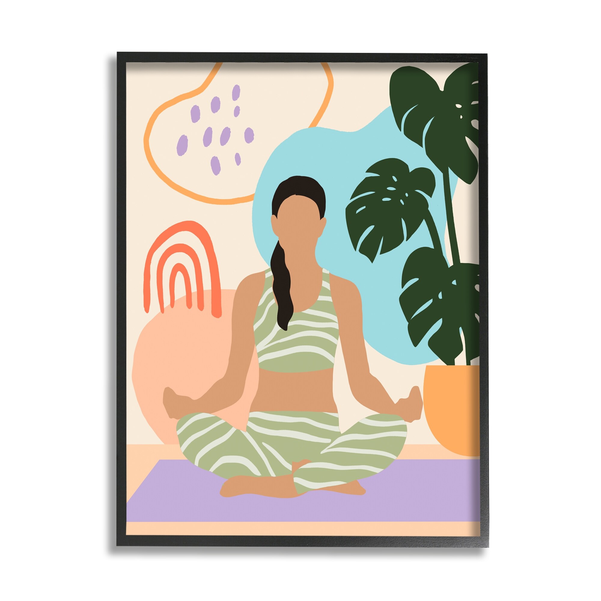 Stupell Industries Modern Botanical Yoga Exercise Person Meditation , 16 x 20, Design by Annie Warren