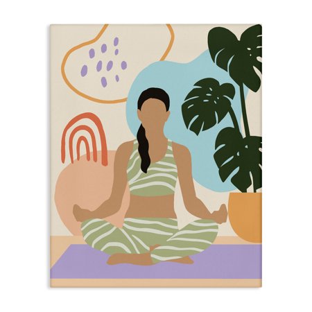 Stupell Industries Eclectic Modern Botanical Yoga Exercise Person Meditation Canvas Art, 36 x 48, by Annie Warren
