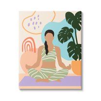 Stupell Industries Modern Botanical Yoga Exercise Person Meditation Global Painting Gallery-Wrapped Canvas Print Wall Art, 16 x 20, Design by Annie Warren