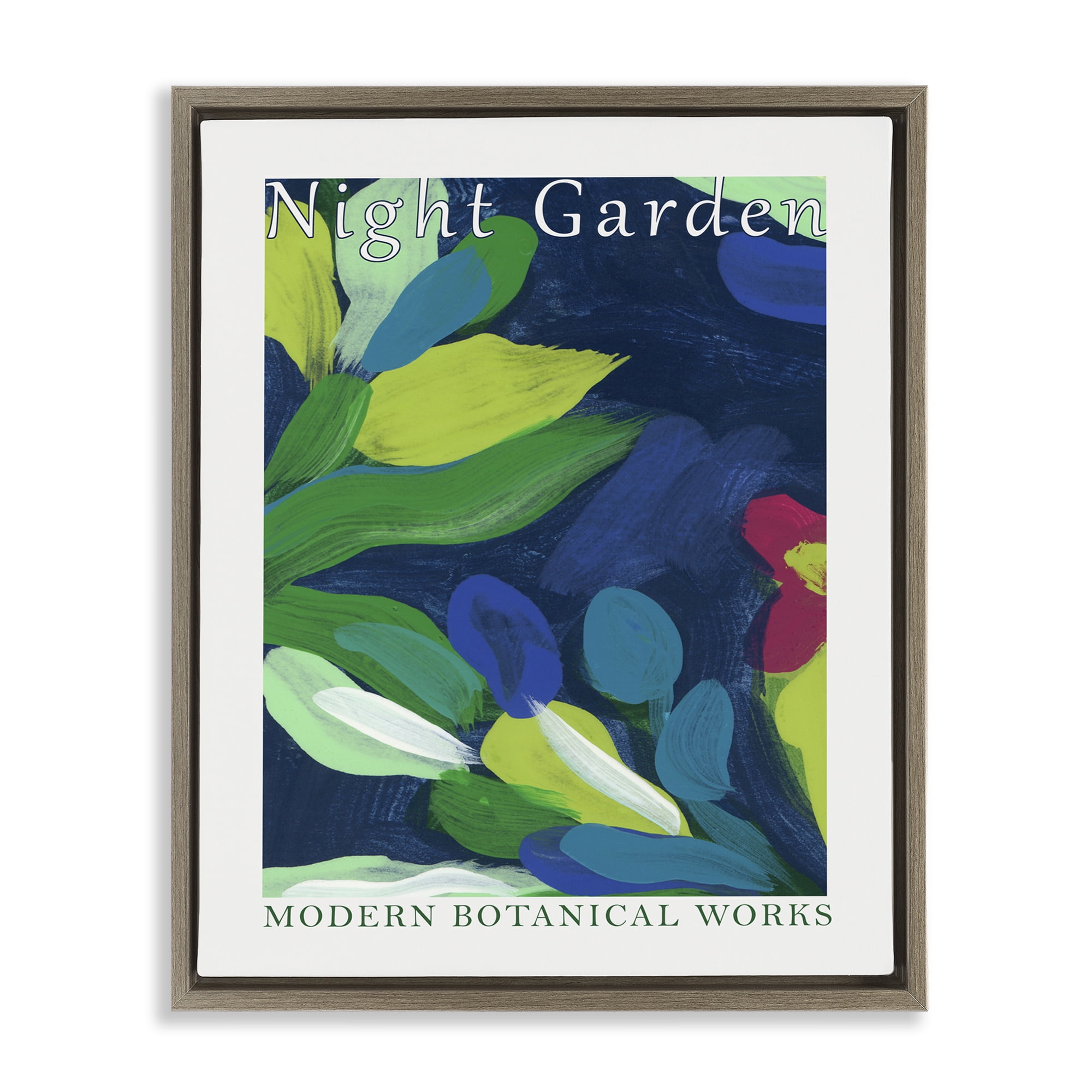 Stupell Industries Modern Botanicals Museum Abstract Painting Brown Floater Framed Canvas Art Print Wall Art, 25 x 31