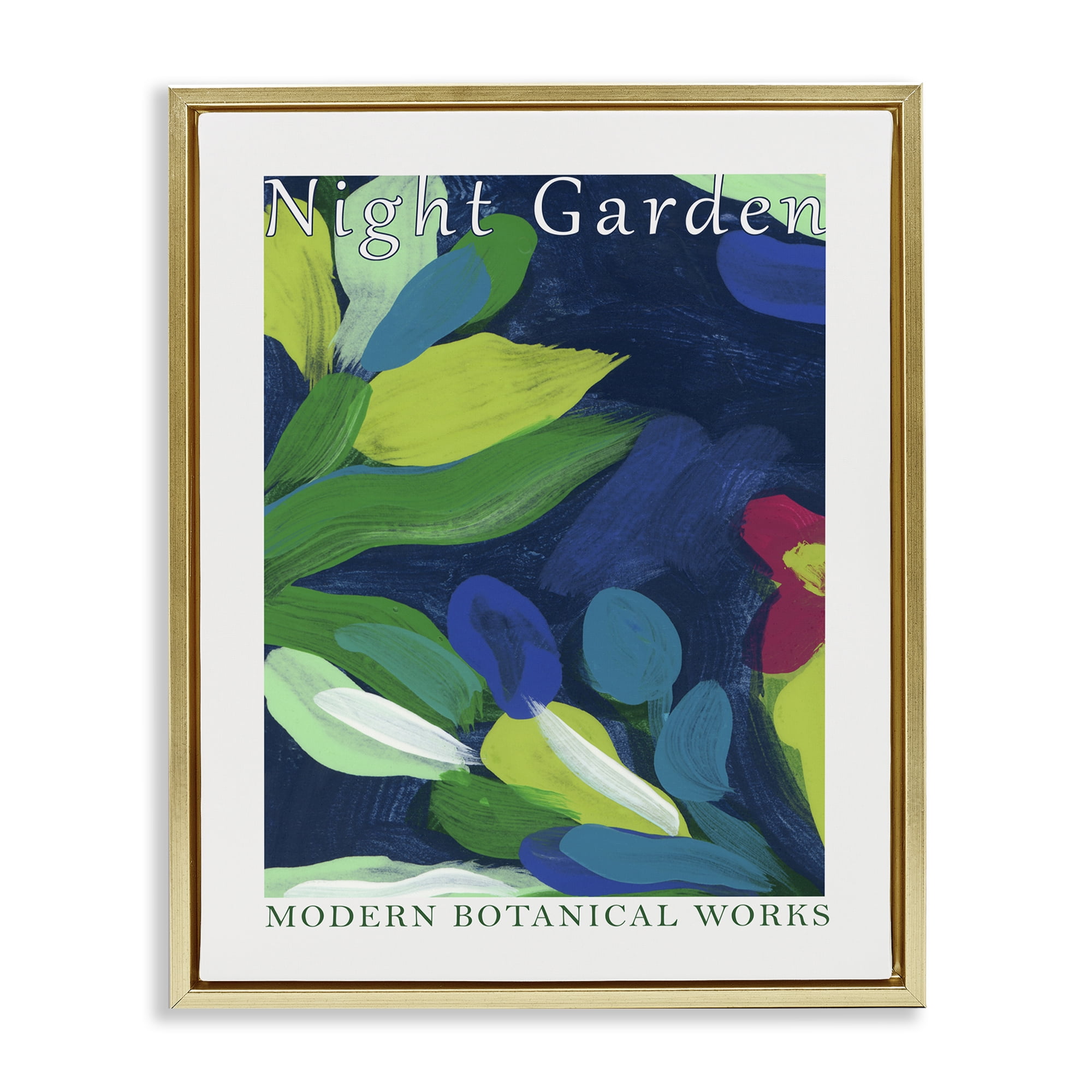 Stupell Industries Modern Botanicals Museum Abstract Painting Gold Floater Framed Canvas Art Print Wall Art, 25 x 31
