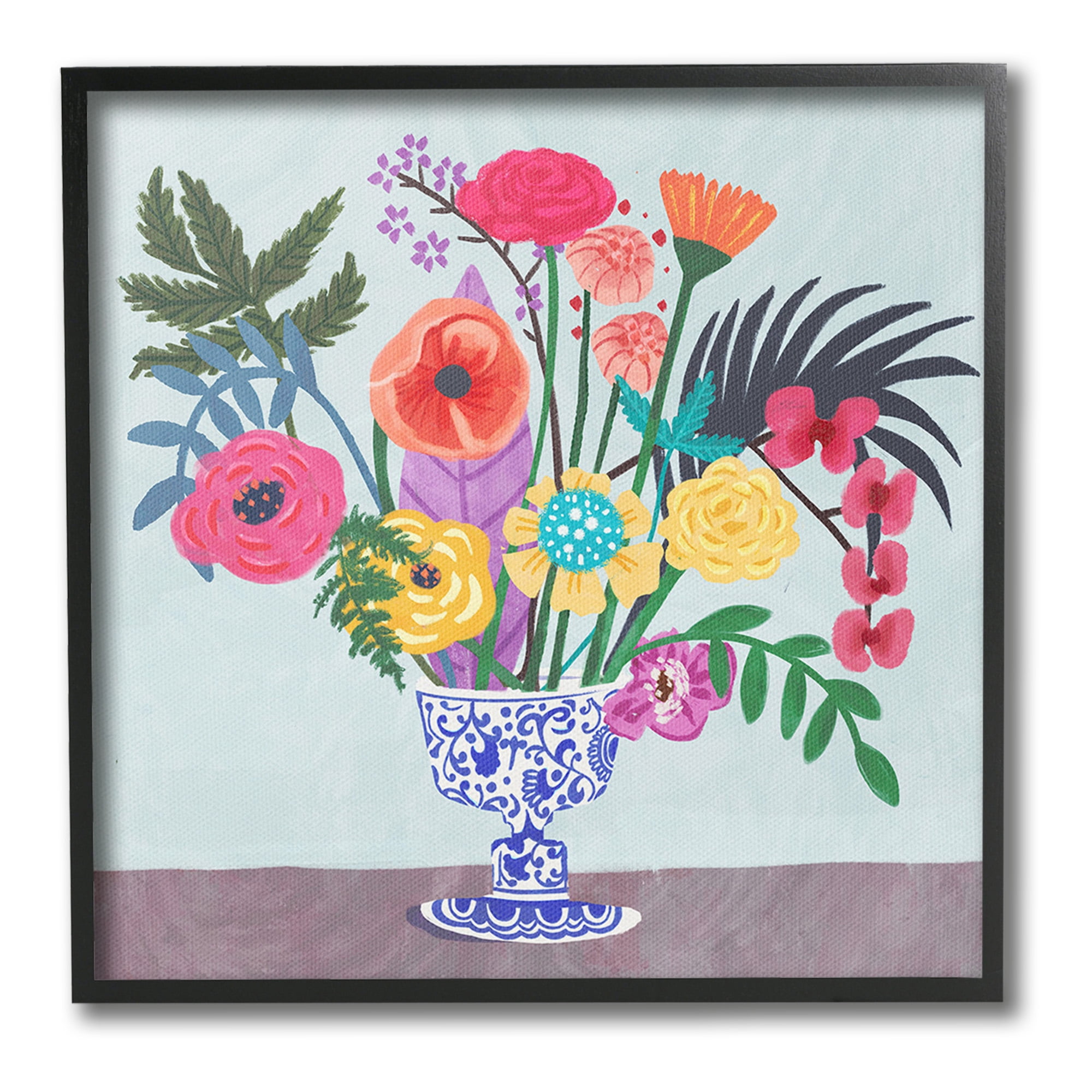 Stupell Industries Modern Bouquet in Vase Botanical & Floral Painting Black Framed Art Print Wall Art, 24 x 24