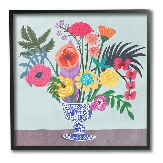 Stupell Industries Modern Bouquet in Vase Botanical & Floral Painting Black Framed Art Print Wall Art, 24 x 24