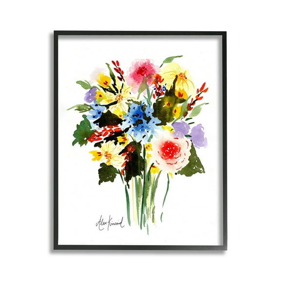 Stupell Industries Modern Bright Bouquet Botanical & Floral Painting Black Framed Art Print Wall Art, 11 x 14