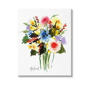 Stupell Industries Modern Bright Bouquet Botanical & Floral Painting Gallery Wrapped Canvas Art Print Wall Art, 16 x 20