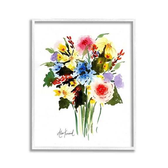 Stupell Industries Modern Bright Bouquet Botanical & Floral Painting White Framed Art Print Wall Art, 11 x 14