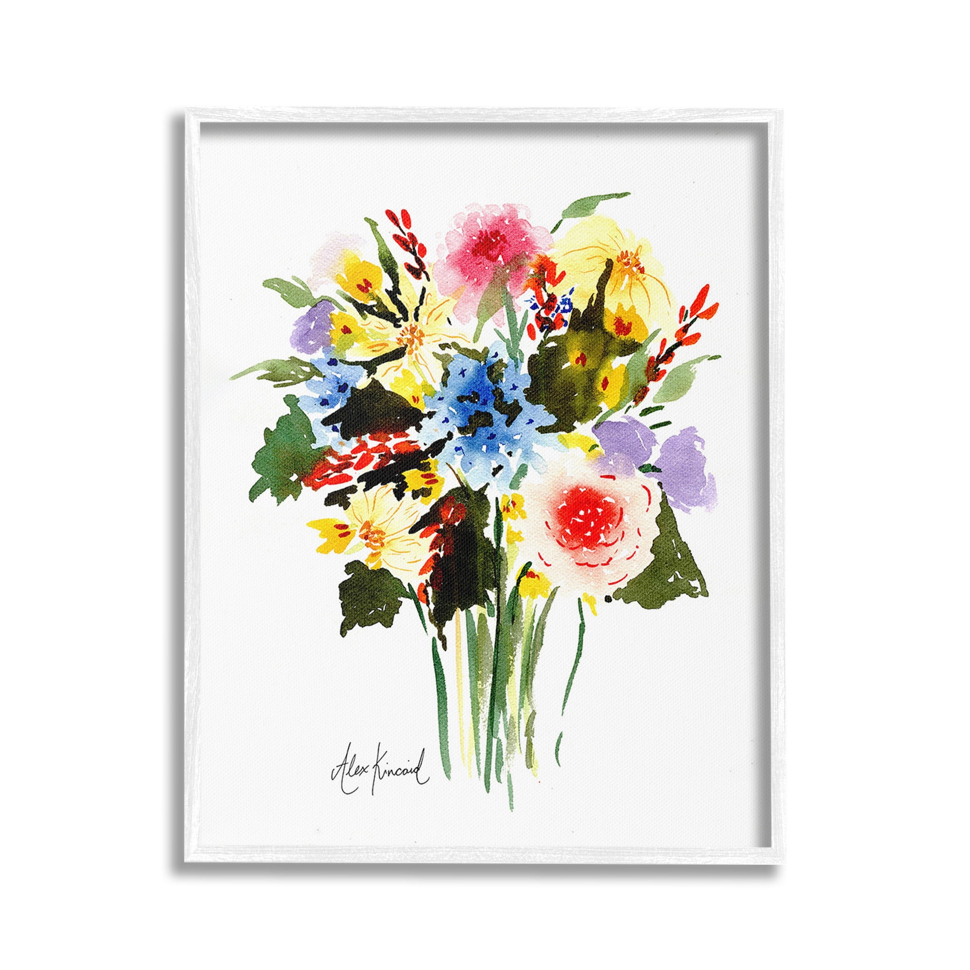 Stupell Industries Modern Bright Bouquet Botanical & Floral Painting White Framed Art Print Wall Art, 24 x 30