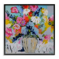 Stupell Industries Modern Bright Bouquet Floral Painting Black Framed Art Print Wall Art, 12 x 12