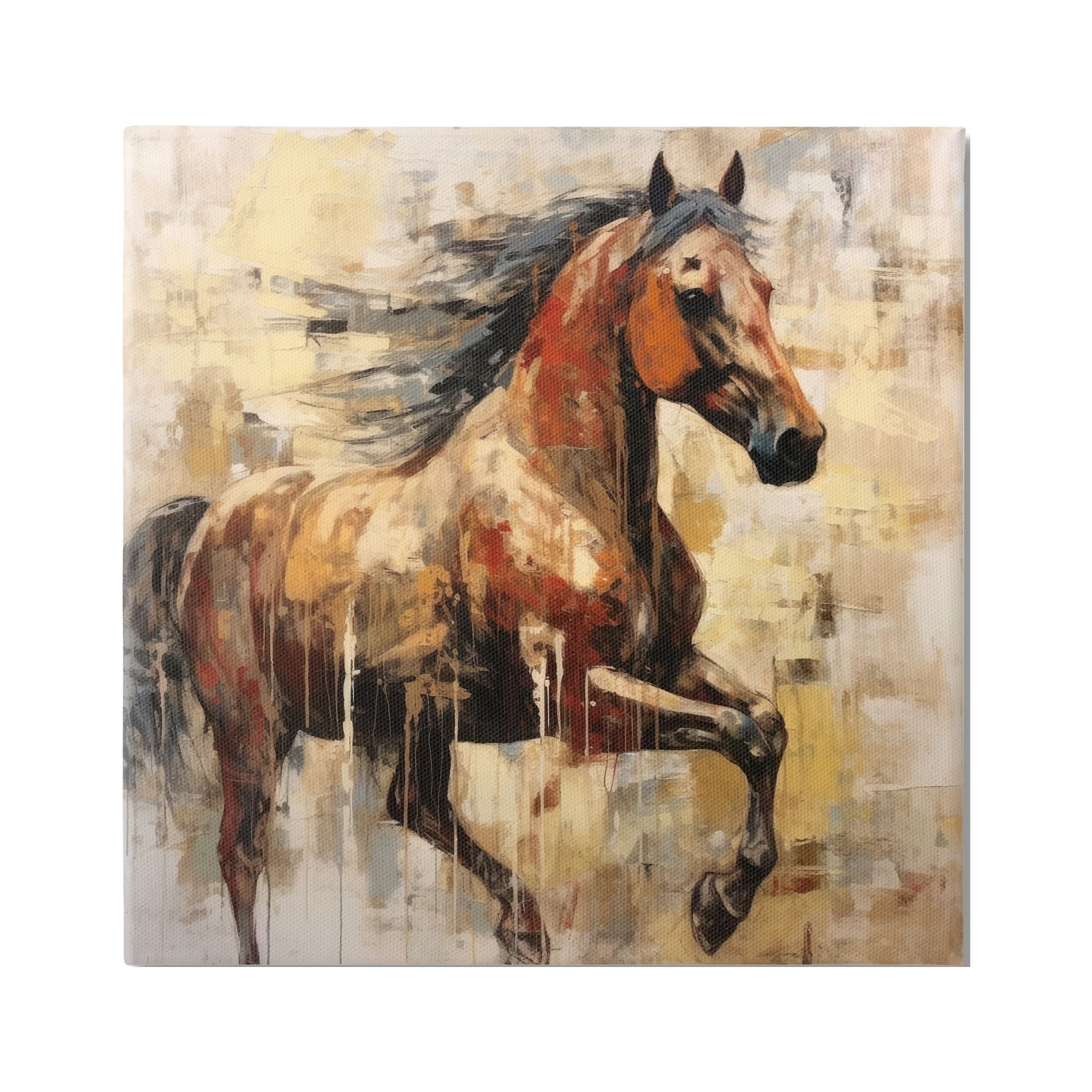 Stupell Industries Modern Brown Horse Animals & Insects Painting Gallery Wrapped Canvas Art Print Wall Art, 17 x 17