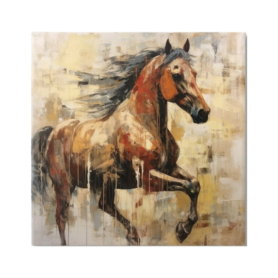 Stupell Industries Modern Brown Horse Animals & Insects Painting Gallery Wrapped Canvas Art Print Wall Art, 24 x 24