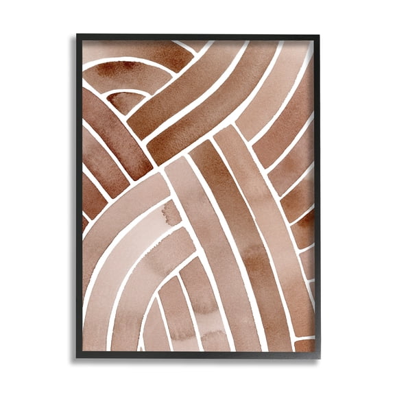 Stupell Industries Modern Brown Intertwining Lines Stripes Watercolor Detail Painting Black Framed Art Print Wall Art, Design by Grace Popp