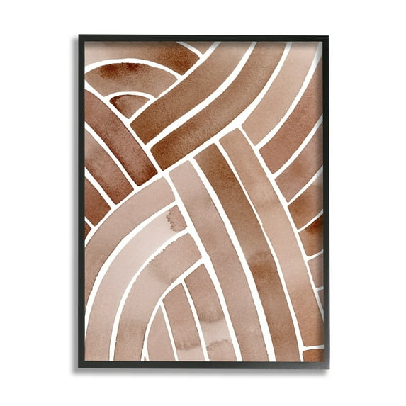 Stupell Industries Modern Brown Intertwining Lines Stripes Watercolor Detail Painting Black Framed Art Print Wall Art, Design by Grace Popp