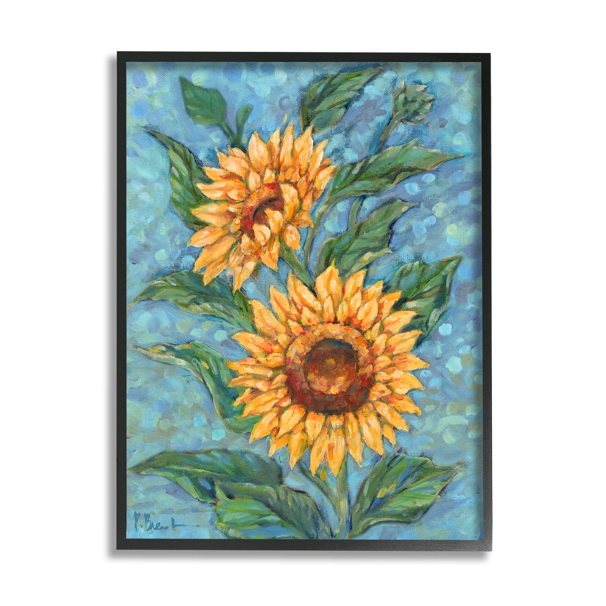 Stupell Industries Modern Brush Stroke Florals Botanical & Floral Painting Black Framed Art Print Wall Art, 24 x 30
