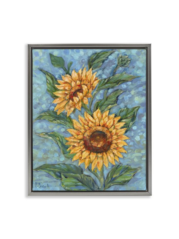 Industries Transitional Modern Brush Stroke Florals Gray Floating Frame Canvas Art, 25 x 31, by Paul Brent