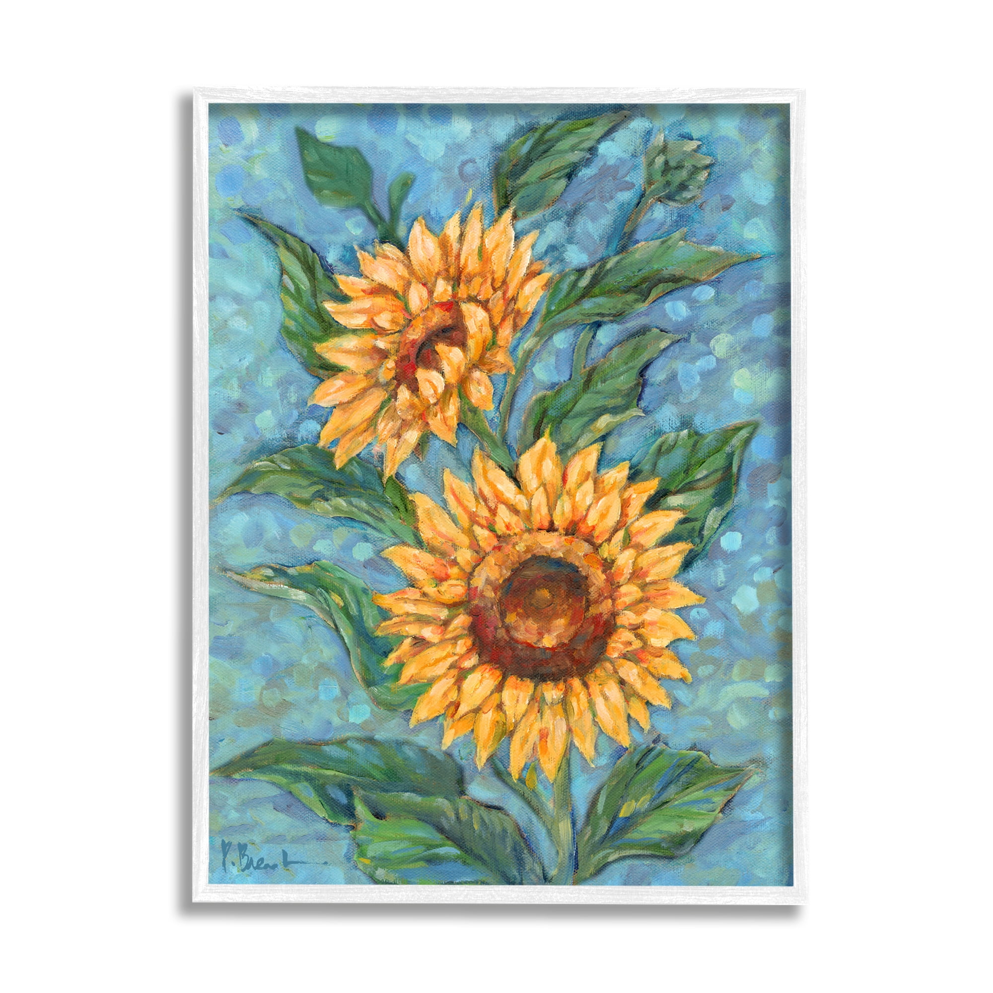 Stupell Industries Modern Brush Stroke Florals Botanical & Floral Painting White Framed Art Print Wall Art, 16 x 20