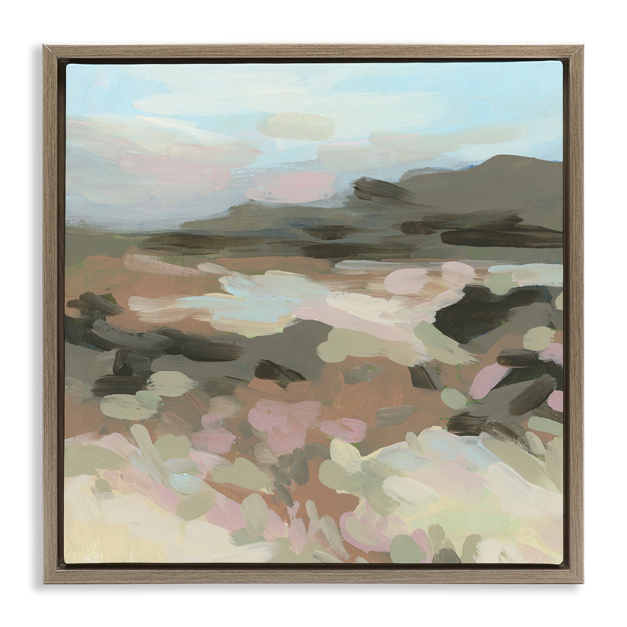 Stupell Industries Modern Brushed Landscape Landscape & Nature Painting Brown Floater Framed Canvas Art Print Wall Art, 25 x 25